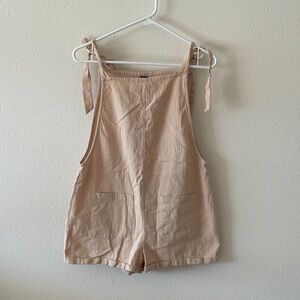 Light Tan Shorts Romper with Ties sleeves